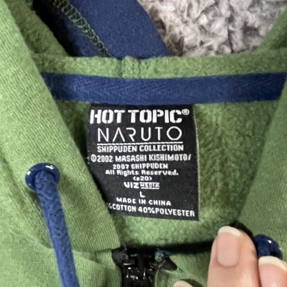 Hot Topic Naruto Hoodie Green Long Sleeve Cosplay Full Zip Men's Size Large - Picture 2 of 12